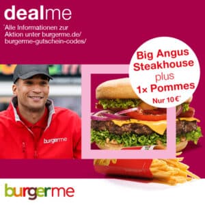 burgerme: Big Angus Steakhouse + Pommes für 10€ &amp; GRATIS Basic Salat