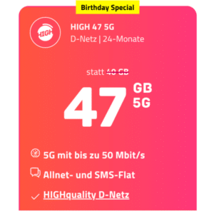 ⭐️ Telekom-Netz: 27GB / 47GB / 70GB LTE bzw. 5G Allnet für 10€ / 12,50€ / 17,50€ mtl. + 0,00€ AG – HIGH-Tarif