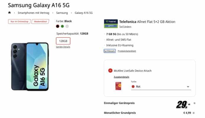 Datenblatt eines Tarifs und Handy