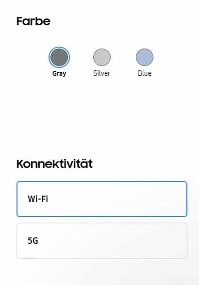 Auswahl von Farbe und Konnektivität