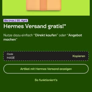 Kleinanzeigen: Hermes Versand gratis bei erster Nutzung der Bezahlfunktion! 😀