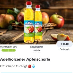 40 Cent Cashback auf Adelholzener Apfelschorle mit Marktguru