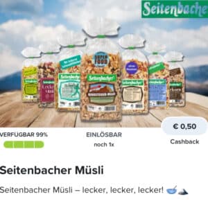 50 Cent Cashback auf Seitenbacher Müsli mit Marktguru