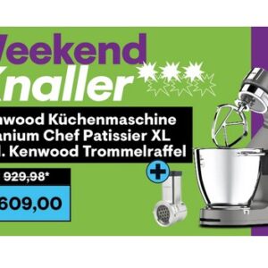 Kenwood Titanium Chef Patissier XL KWL90.004SI Küchenmaschine &#043; Trommelraffel KAX643ME (im Set) für 609€ statt 696,83€