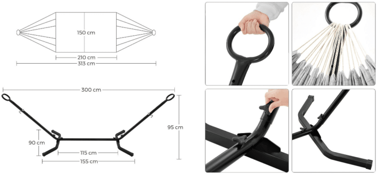Songmics Hängematte mit Gestell