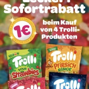 Kaufe 4 Trolli Produkte und erhalte 1 € Sofortrabatt mit Coupon