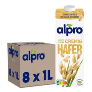 Alpro Haferdrink – Vegan und milchfrei – Von Natur aus laktosefrei und fettarm Haltbar 8x1L für 11,92€(statt 19,92€)