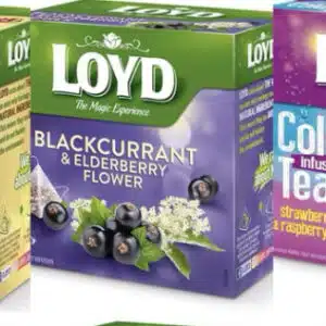 LOYD - Früchtetee Cranberry mit Ingwer,Früchtetee Schwarzen Johannisbeeren und Holunderbeeren oder Eistee Erdbeere &Himbeere für 1,29€(statt 1,99€)