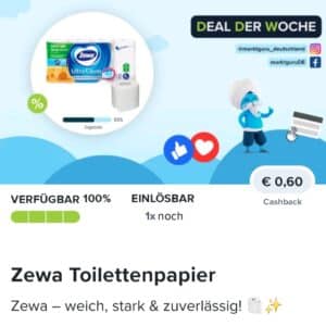 0,60€ Cashback auf Zewa Toilettenpapier 🧻 bei Marktguru