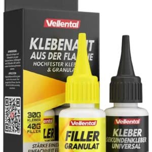 (Prime) Klebenaht aus der Flasche - 2K Sekundenkleber extra stark mit Filler (XXL Packung)