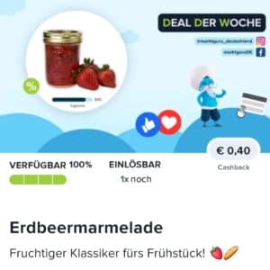 0,40€ Cashback auf Erdbeermarmelade🍓 bei Marktguru