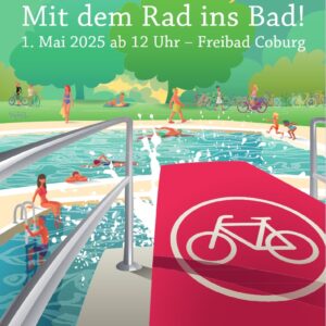 Freier Eintritt in das Freibad Coburg am 01.05.2025 für alle, die mit dem Rad kommen.