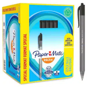PAPER MATE InkJoy 100RT Retractable Kugelschreiber mittlere Spitze 1,0 mm in Schwarz 100 Stück für 11,94€(statt 34,16€)