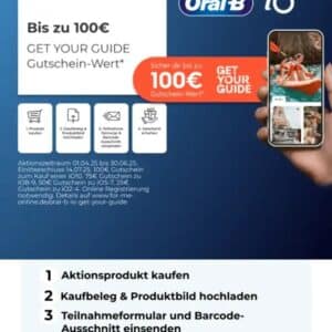 Bis zu 100 Euro Get your Guide Gutschein bekommen,- beim Kauf einer Oral B Zahnbürste der Series I O