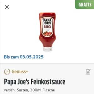 Papa Joe´s Feinkostsauce ab 15 € MEW gratis mit der Edeka-App (Edeka Südbayern)