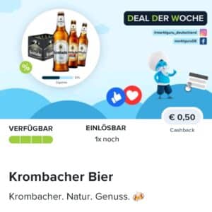 0,50€ Cashback auf Krombacher Bier🍺 bei Marktguru