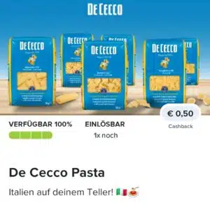 0,50€ Cashback auf De Cecco Pasta 🍝 bei Marktguru