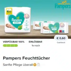 0,60€ Cashback auf Pampers Feuchttücher bei Marktguru