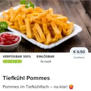 0,50€ Cashback auf Tiefkühl Pommes🍟 bei Marktguru