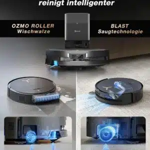 ECOVACS DEEBOT X9 PRO Omni Saugroboter mit Wischfunktion, 16.600 Pa, Heißwasser-Moppwäsche, Heißlufttrocknung, All-in-One Omni Station