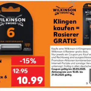 Wilkinson 6 Rasierklingen kaufen und Gratis Wilkinson 6 Rasierer dazu