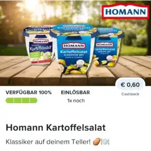 0,60€ Cashback auf Homann Kartoffelsalat🥔🥗 bei Marktguru