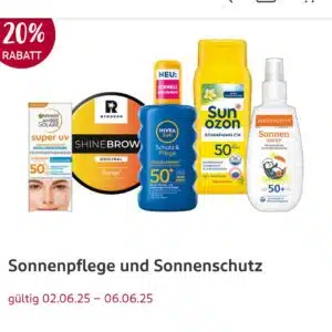 20% Rabatt auf Sonnenpflege und Sonnenschutz 🌞🧴bei Rossmann ab 02.06.