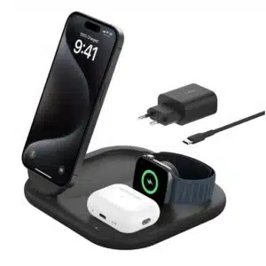 Belkin Magnetische einklappbare kabellose 3-in-1-Magsafe-Ladestation mit Qi2 in Schwarz (15 W) für 61,90€ (statt 73,50€)