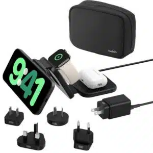 Belkin Magnetische kabellose einklappbare 3-in-1-Reiseladestation mit Qi2 (15 W), Reisetasche und Reisestecker-Set für 99,99€ (bei Abholung) / für 105,98€ (mit Versand) statt 124,90€
