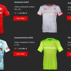 (Restgrößen) 1.FC Kaiserslautern Trikot Saision 24/25 (Erwachsene) 40€ statt 80€ | (Kinder) 30€ statt 60€ | (Mini-Kit Set) 35€ statt 65€ | (Baby Set) 35€ statt 55€