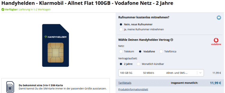 100GB Allnet-Flat im Vodafone-Netz