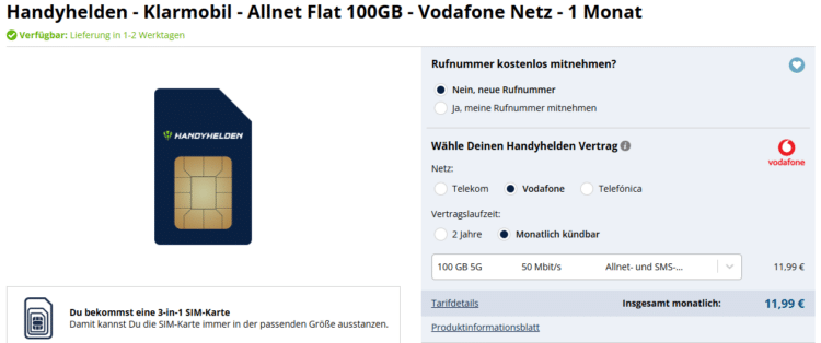 100GB Allnet-Flat im Vodafone-Netz