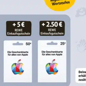 10% Rewe Einkaufsgutschein geschenkt bei Kauf von Apple & Netflix Geschenkkarten