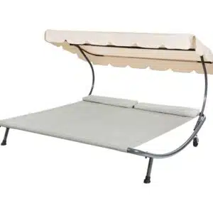 LECO Gartendoppelliege mit Dach 200 x 200 x 110 cm (grau/beige) für 99,99€ statt 127,92€