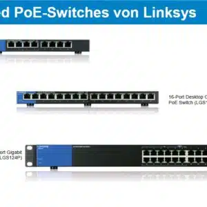 Linksys Unmanaged Gigabit-Netzwerk-PoE-Switch | (LGS116P 16-Ports mit 8 PoE&#043;-Ports) für 106,24€ statt 135,38€ | (LGS124P 24-Ports mit 12 PoE&#043;-Ports) für 169,99€ statt 190,68€
