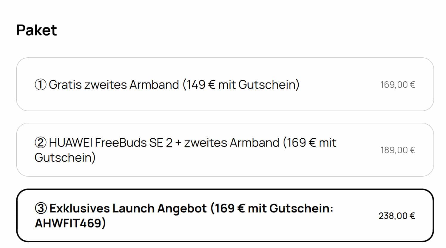 Eingerahmtes Angebots-Paket 3 bei Huawei