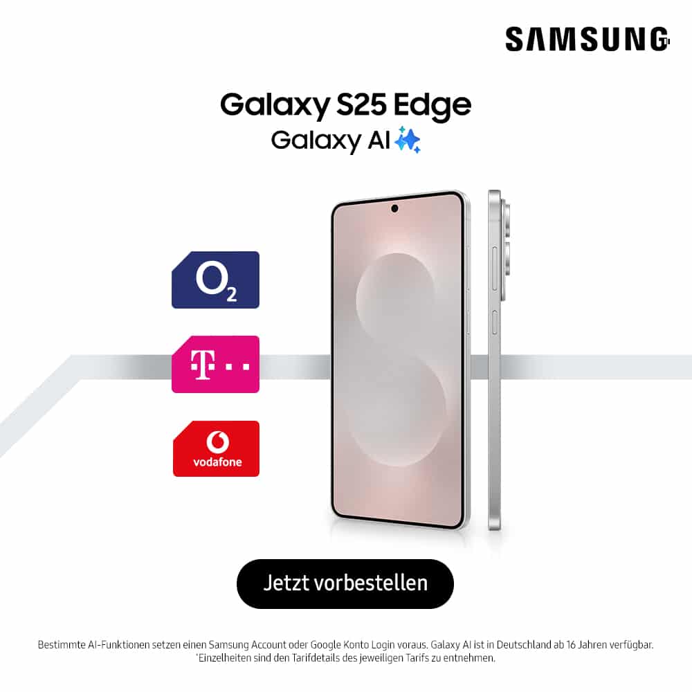 Thumbnail Dank Tarif direkt unter der UVP: Samsung Galaxy S25 Edge – Vorbestellaktion gestartet (Telekom, Vodafone &amp; o2)