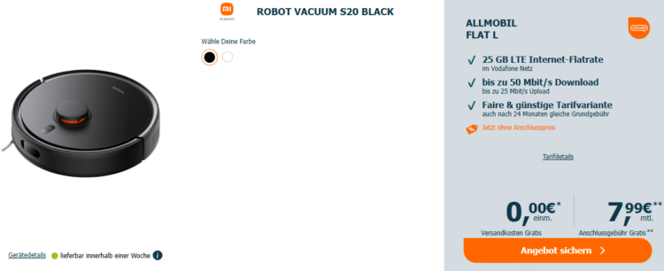 Robot Vacuum S20 black allmobil Flat L