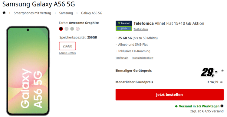 Samsung Galaxy A56 5G mit Handytarif