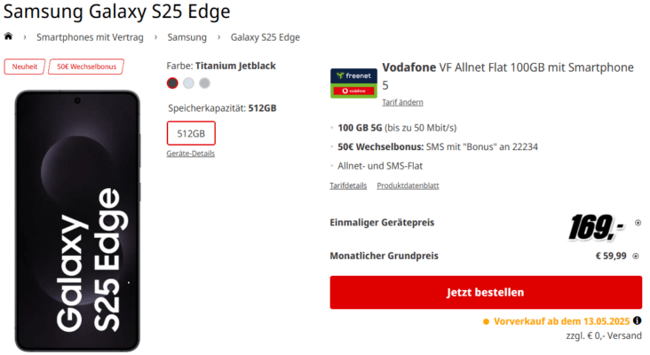 Samsung Galaxy S25 Edge Tarif