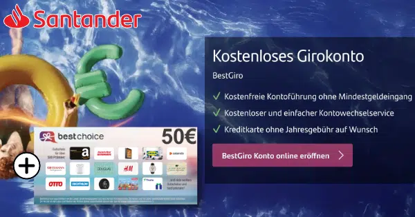 Santander: BestGiro + 50€ Prämie