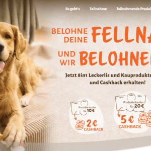 Leckerli und Kauprodukte für Hunde 8in1 - für 10 € kaufen und 2 € zurück oder für 20 € und 5 € zurück!