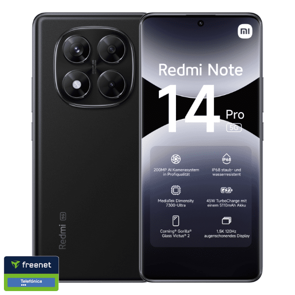 Thumbnail Xiaomi Redmi Note 14 Pro 5G (256GB) für 29€ + 7GB o2 LTE/5G Allnet für 9,99€/Monat (freenet Telefonica Allnet)