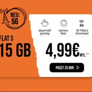 📲 15GB / 30GB / 45GB LTE Vodafone Allnet für 4,99€ / 7,99€ / 9,99€ + 0€ AP (allmobil powered by otelo)