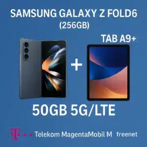 Tarif eff. gratis + 215€ Ersparnis 🔥 Samsung Galaxy Z Fold6 (256GB) für 199€ + Tab A9+ + 50€ Wechselbonus + 50GB 5G/LTE Allnet für 39,95€/Monat (Telekom Magenta Mobil M freenet)