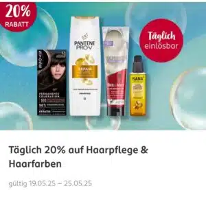 täglich 20% auf Haarpflege & Haarfarben mit der Rossmann App vom 19.-25.05.2025