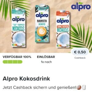 0,50€ Cashback auf Alpro Kokosdrink bei Marktguru