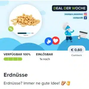 0,60€ Cashback auf Erdnüsse 🥜 bei Marktguru