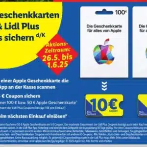 Apple Geschenkkarten kaufen & Lidl Plus Coupons sichern