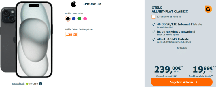 iPhone 15 Otelo Allnet-Flat Classic